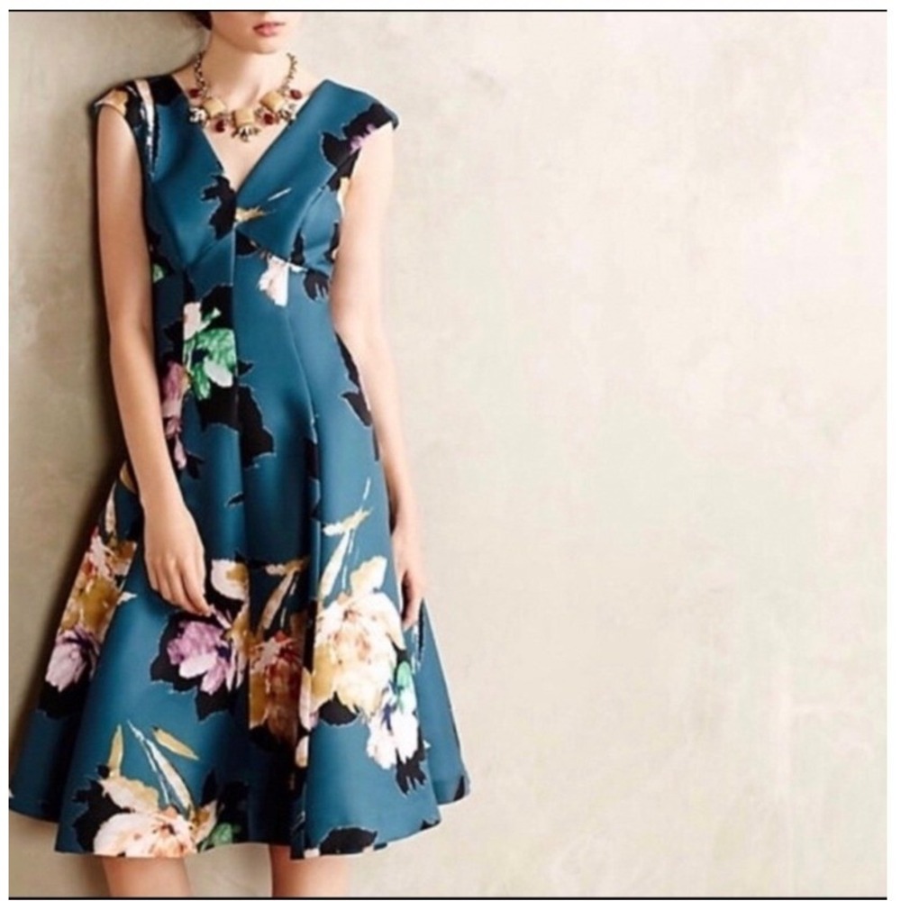 Anthropologie Moulinette Soeurs Baikal Floral Dress 12 Fit & Flaire Wedding